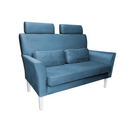 Sofa DENVER 2-osobowa nogi białe - niebieski velvet