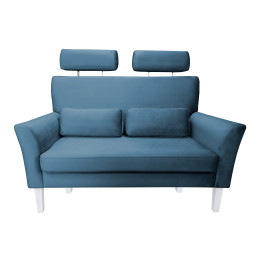 Sofa DENVER 2-osobowa nogi białe - niebieski velvet