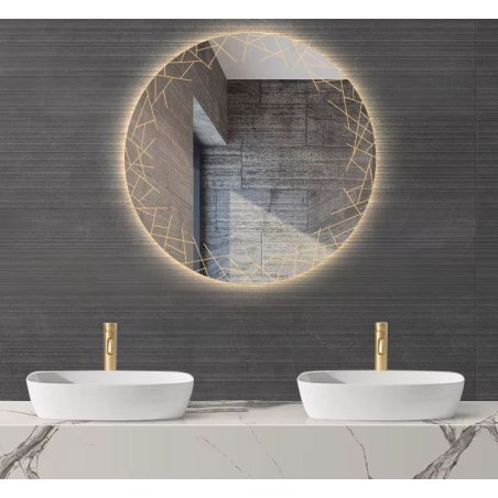 Lustro okrągłe LED 60 cm z piaskowanym wzorem