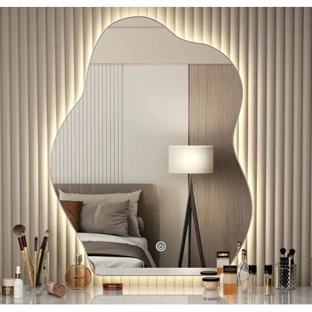 LUSTRO LED 50x70 YU01 WŁĄCZNIK DOTYKOWY PIASKOWANE ŁAZIENKOWE Z PODŚWIETLENIEM