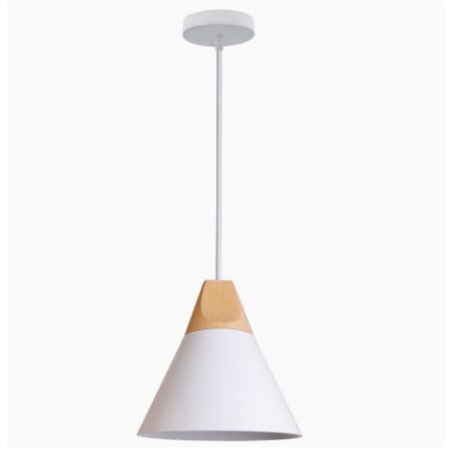 Lampa sufitowa metalowa klosz lite drewno wisząca AT8-1SZ-White