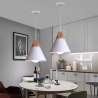 Lampa sufitowa AT8-1SZ-White – metalowy klosz i lite drewno