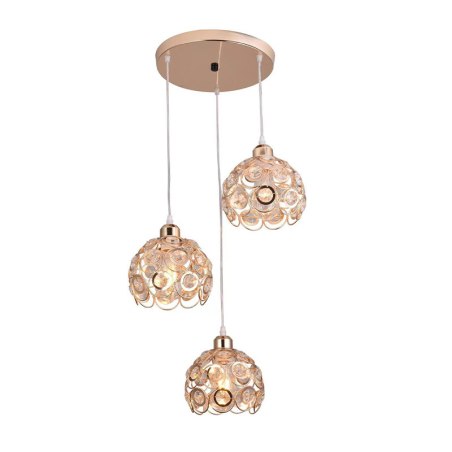Lampa sufitowa z ażurowymi kloszami kryształkami wisząca AT10-3SZ-Gold