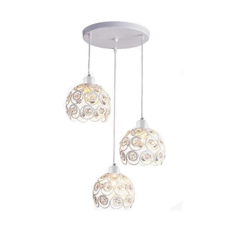 Lampa sufitowa AT10-3SZ-White – ażurowe klosze z kryształkami