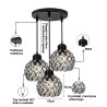 Lampa sufitowa AT10-3SZ-Black – ażurowe klosze z kryształkami