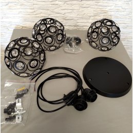 Lampa sufitowa AT10-3SZ-Black – ażurowe klosze z kryształkami