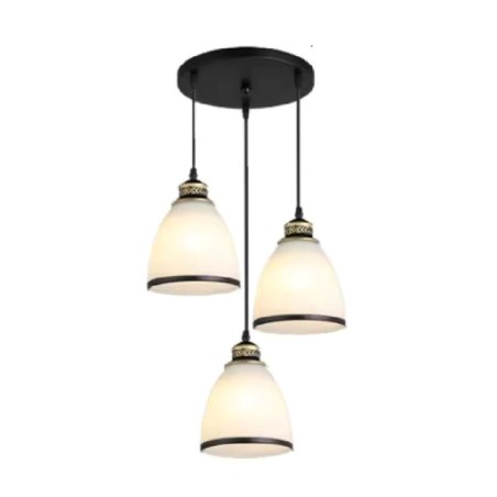Lampa wisząca AT11-3SZ czarno-złota z białymi kloszami