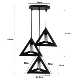 Lampa sufitowa AT13-3SZ-Black – loftowa trójkątna metalowa