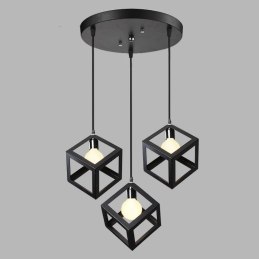 Lampa sufitowa AT14-3SZ-Black – loftowy metalowy sześcian