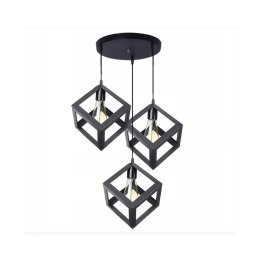 Lampa sufitowa AT14-3SZ-Black – loftowy metalowy sześcian