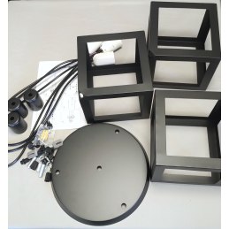 Lampa sufitowa AT14-3SZ-Black – loftowy metalowy sześcian