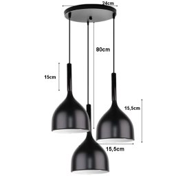 Lampa sufitowa AT19-3SZ-Black – metalowy klosz wiszący