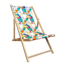 Kolorowy Boho Leżak Drewniany Regulowany • TARAS • BALKON • OGRÓD