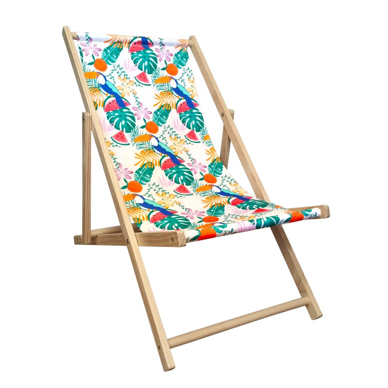 Kolorowy Boho Leżak Drewniany Regulowany • TARAS • BALKON • OGRÓD