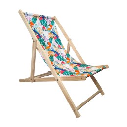 Kolorowy Boho Leżak Drewniany Regulowany • TARAS • BALKON • OGRÓD