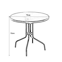 Stół stolik okrągły FI70 Bergamo T20 szklany metal na balkon taras do ogrodu