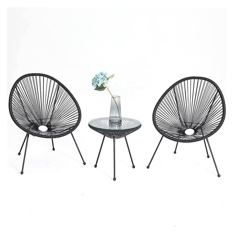 Zestaw mebli ogrodowych Acapulco 2 krzesła + stolik czarny