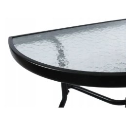 Zestaw Balkonowy CT191 2+1  Półokrągły Stolik ze Szkła + 2 Składane Krzesła Kompaktowy i  Nowoczesny