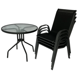 Zestaw mebli ogrodowych stolik szklany kwadrat 70x70 + 2 krzesła PATIO do ogrodu na balkon