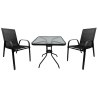 Zestaw mebli ogrodowych stolik szklany kwadrat 70x70 + 2 krzesła PATIO do ogrodu na balkon