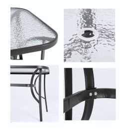 Zestaw mebli ogrodowych stół szklany T25 prostokątny 120x80+ 4 krzesła PATIO do ogrodu na balkon