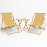 Wakacyjna Strefa Komfortu – 2 Leżaki z Drewnianym Stolikiem składanym BEŻ