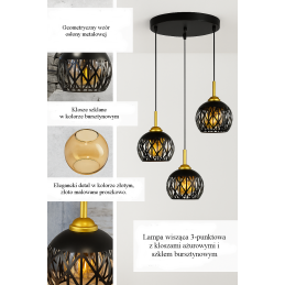 Lampa sufitowa loft AT16-3SZ-Black – elegancka i industrialna