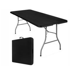 Składany zestaw stół i 8 krzeseł C - 9281 czarny – idealny na eventy i przyjęcia