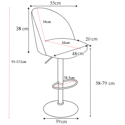 Hoker krzesło barowe obrotowe SILVER noga chrom MG15