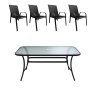 Zestaw mebli ogrodowych stół szklany T25 prostokątny 120x80+ 4 krzesła PATIO do ogrodu na balkon