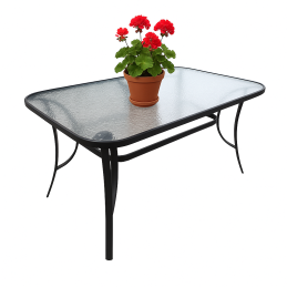 Zestaw mebli ogrodowych stół szklany T25 prostokątny 120x80+ 4 krzesła PATIO do ogrodu na balkon