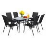 Zestaw mebli ogrodowych stół szklany T25 prostokątny 120x80+ 6 krzeseł PATIO do ogrodu na balkon