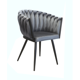 Krzesło ROSA plecione welur czarne nogi BL14 – elegancja