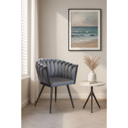 Krzesło ROSA plecione welur czarne nogi BL14 – elegancja