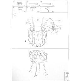 Krzesło ROSA plecione welur czarne nogi MG06 – stylowe