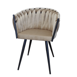 Krzesło ROSA plecione welur czarne nogi MG06 – stylowe