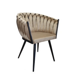 Krzesło ROSA plecione welur czarne nogi MG06 – stylowe