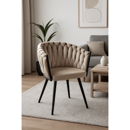 Krzesło ROSA plecione welur czarne nogi MG06 – stylowe