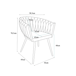 Krzesło ROSA plecione welur czarne nogi MG50 – styl