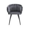 Krzesło ROSA plecione welur czarne nogi BL14 – elegancja