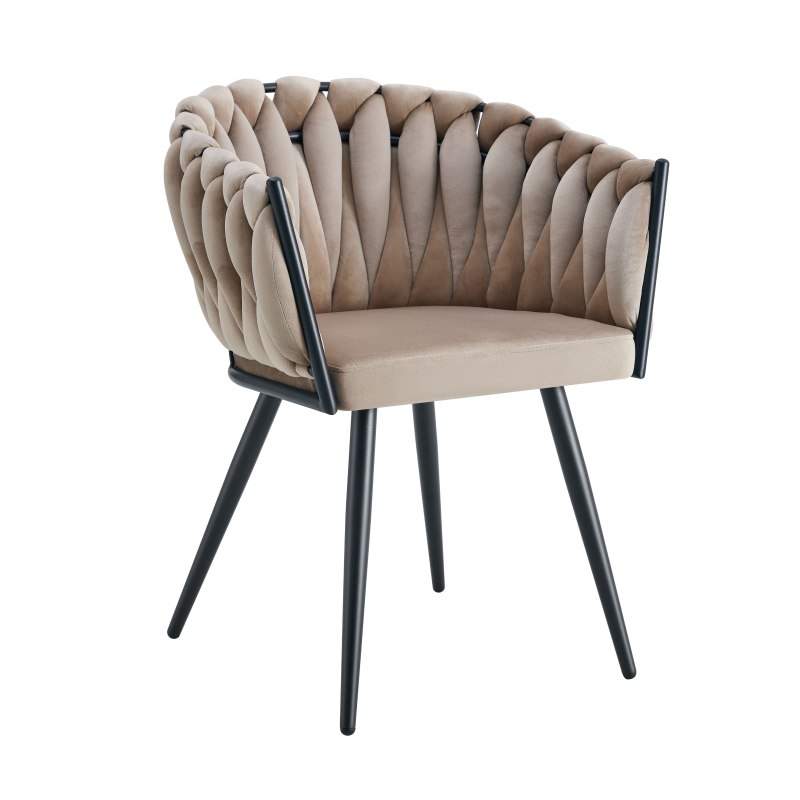 Krzesło ROSA plecione welur czarne nogi MG06 – stylowe