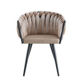 Krzesło ROSA plecione welur czarne nogi MG06 – stylowe
