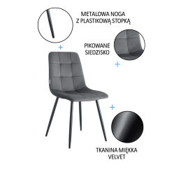 Krzesło FOX z przeszyciem czarne nogi BL14 – stylowe