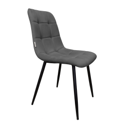 Krzesło FOX z przeszyciem szare welur czarne nogi GREY