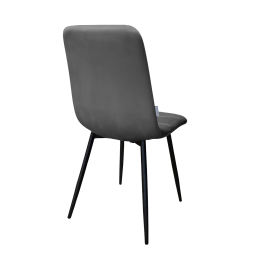 Krzesło FOX z przeszyciem szare welur czarne nogi GREY