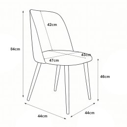 Krzesło welurowe GOYA BL06 na czarnych nogach Nowoczesne krzesło do salonu, jadalni i kuchni