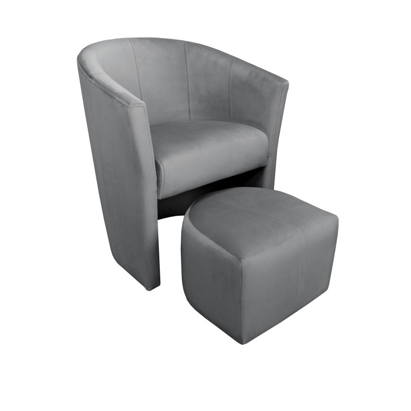 Fotel CLUB z podnóżkiem tkanina Welur