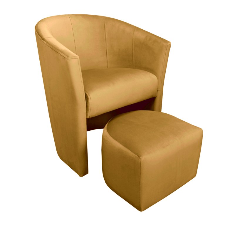 Fotel CLUB z podnóżkiem tkanina Welur