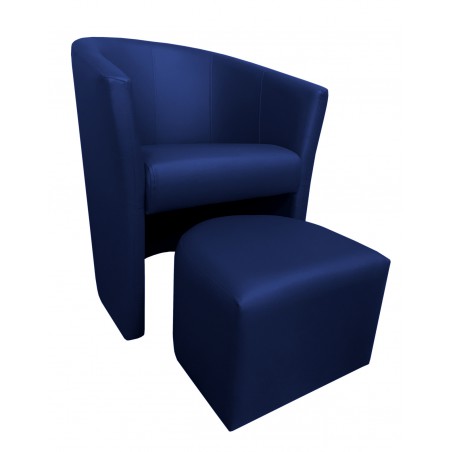 Fotel CLUB z podnóżkiem – eko skóra, czarny