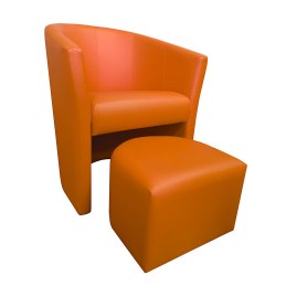 Fotel CLUB z podnóżkiem – eko skóra, czarny